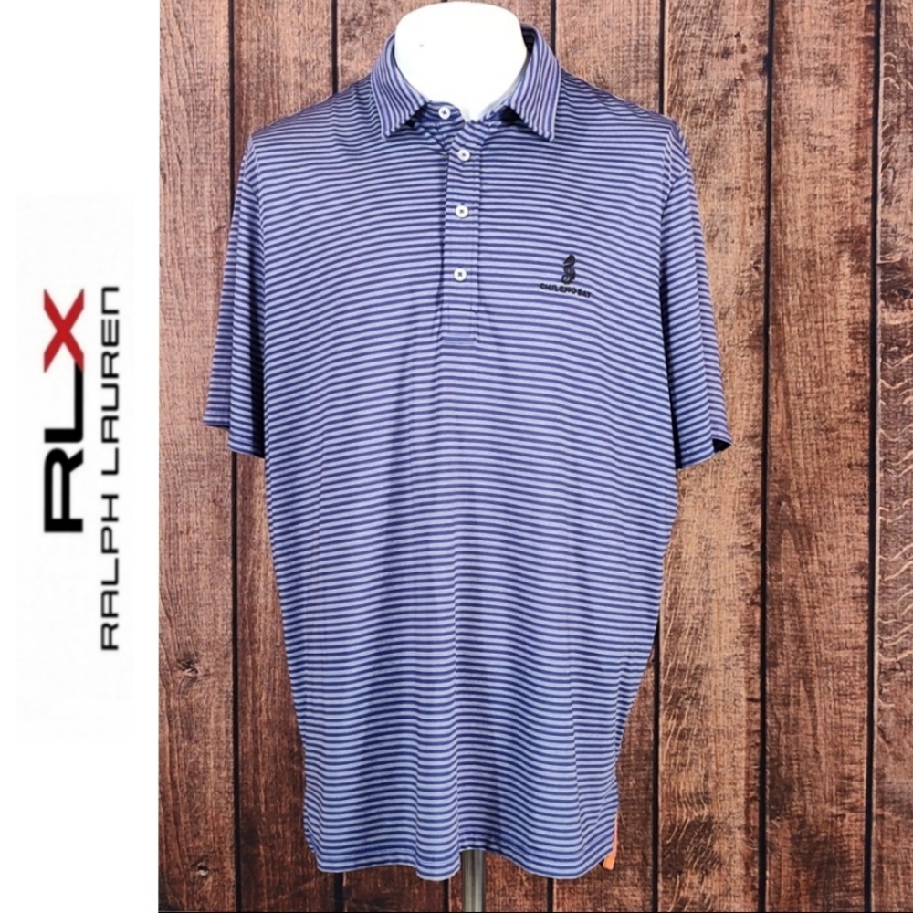 Chileno Bay Golf Club Mens Purple and Gray Striped Polo Shirt